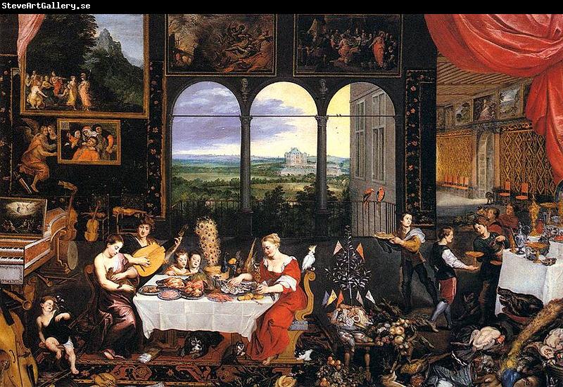 Jan Brueghel The Elder The Senses of Hearing, Touch and Taste